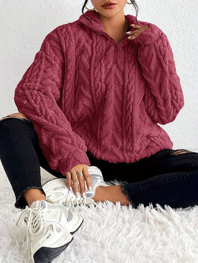 Dianne - Luxe Cable-Knit Fleece Sweatshirt