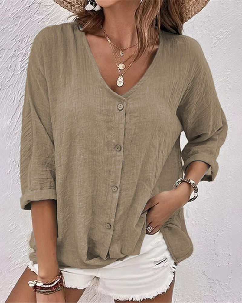 SARAH - Loose blouse with V-neck