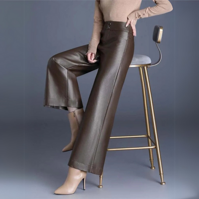 Lily - Wide-cut Leather Trousers