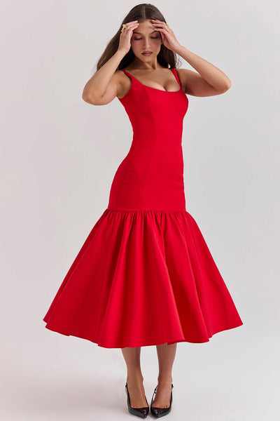 BIANCA MIDI DRESS - RED