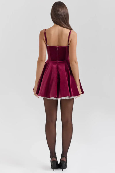 SELENA MINI DRESS - BURGUNDY